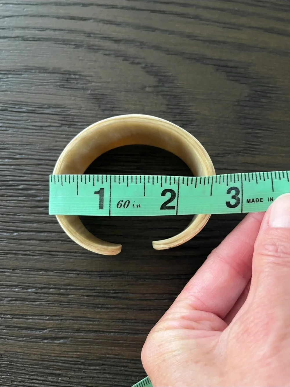 Cream and Tan Toned Bone Wide Cuff Bracelet